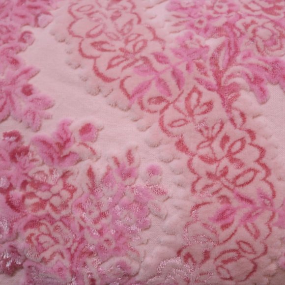 RARE 1960s-1970s BATES Queen/King Size Chenille Velvet Pink Bedspread - Picture 2 of 7